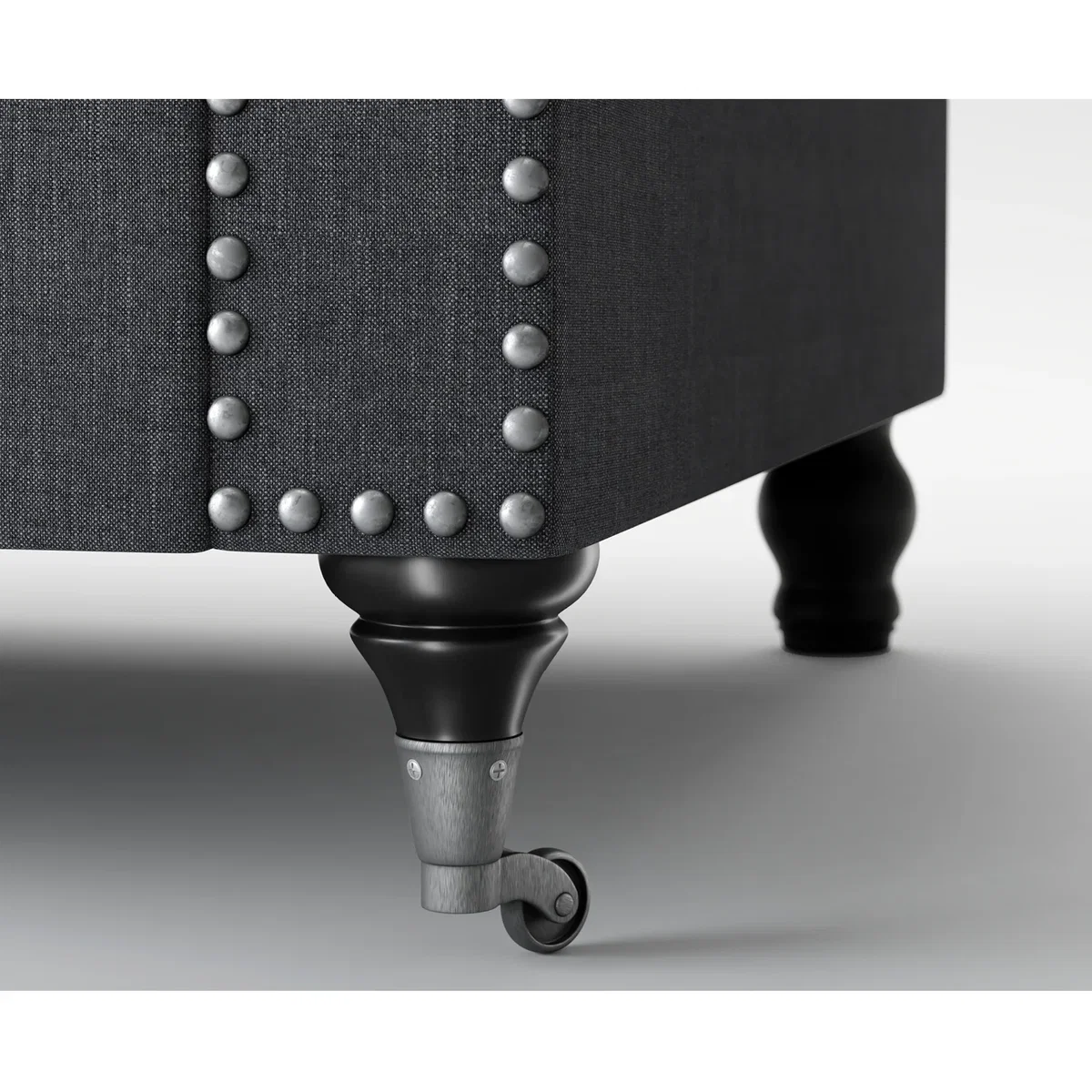 Kensington Chesterfield Black Linen 3 Seater Sofa – image 3