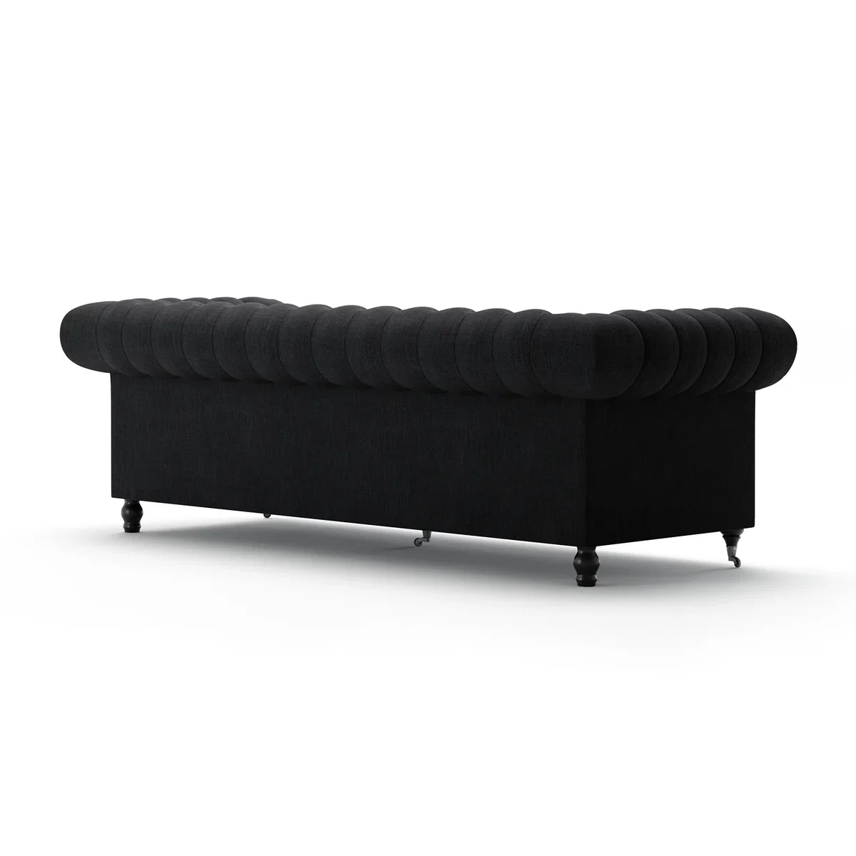 Kensington Chesterfield Black Linen 3 Seater Sofa – image 6