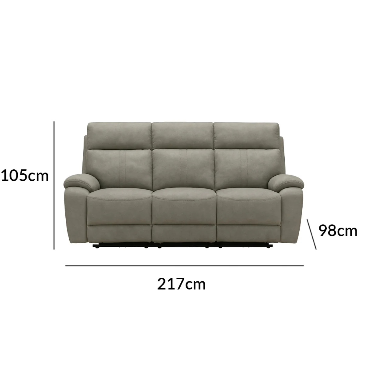 Cooper Taupe Grey Fabric 3 Seater Recliner Sofa – image 6