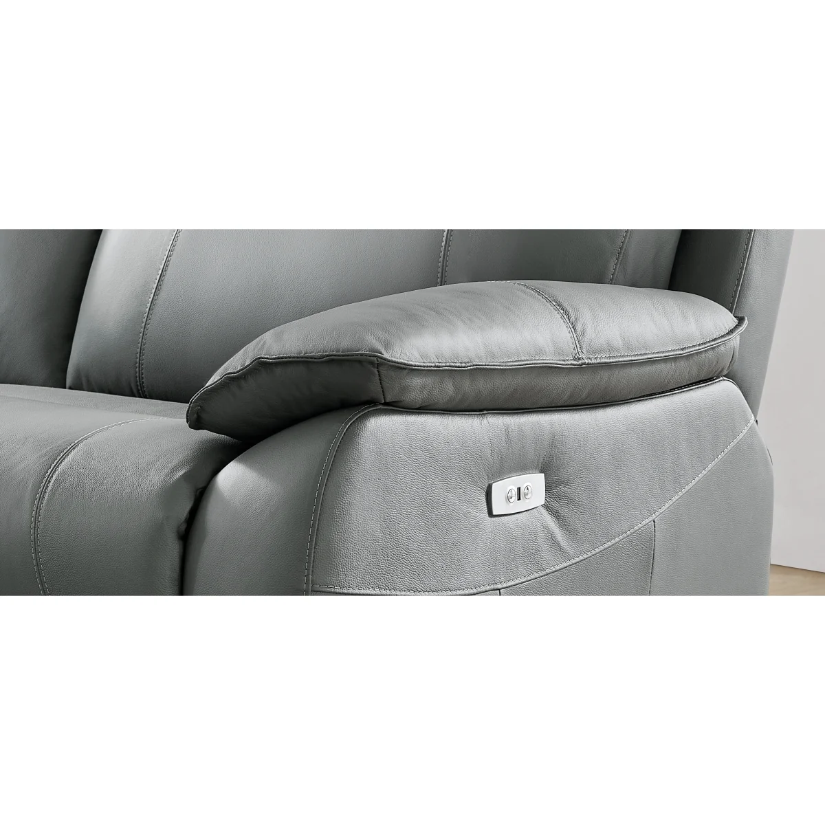 Baltimore Dark Grey Leather 3 Seater Recliner Sofa – image 11
