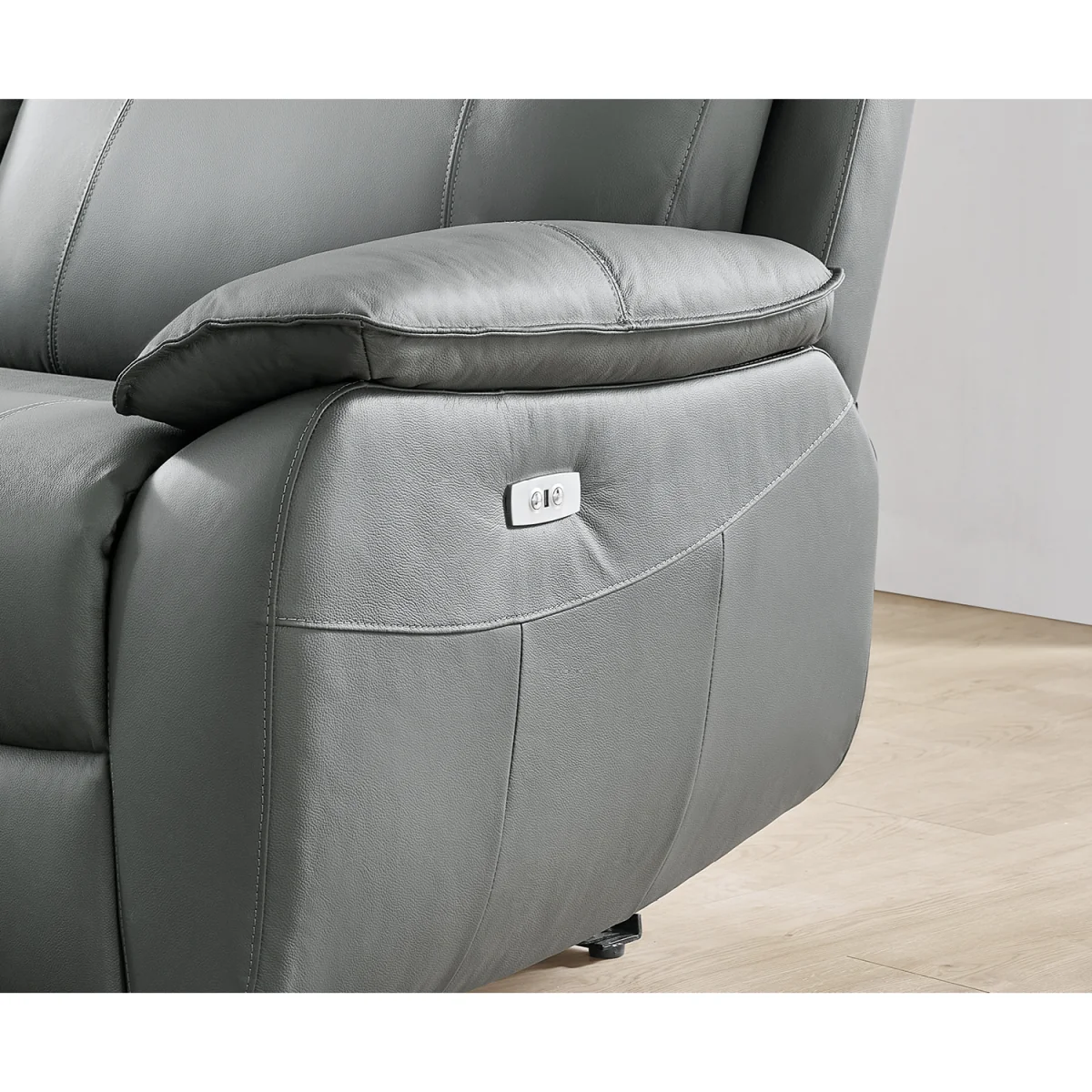 Baltimore Dark Grey Leather 3 Seater Recliner Sofa – image 4