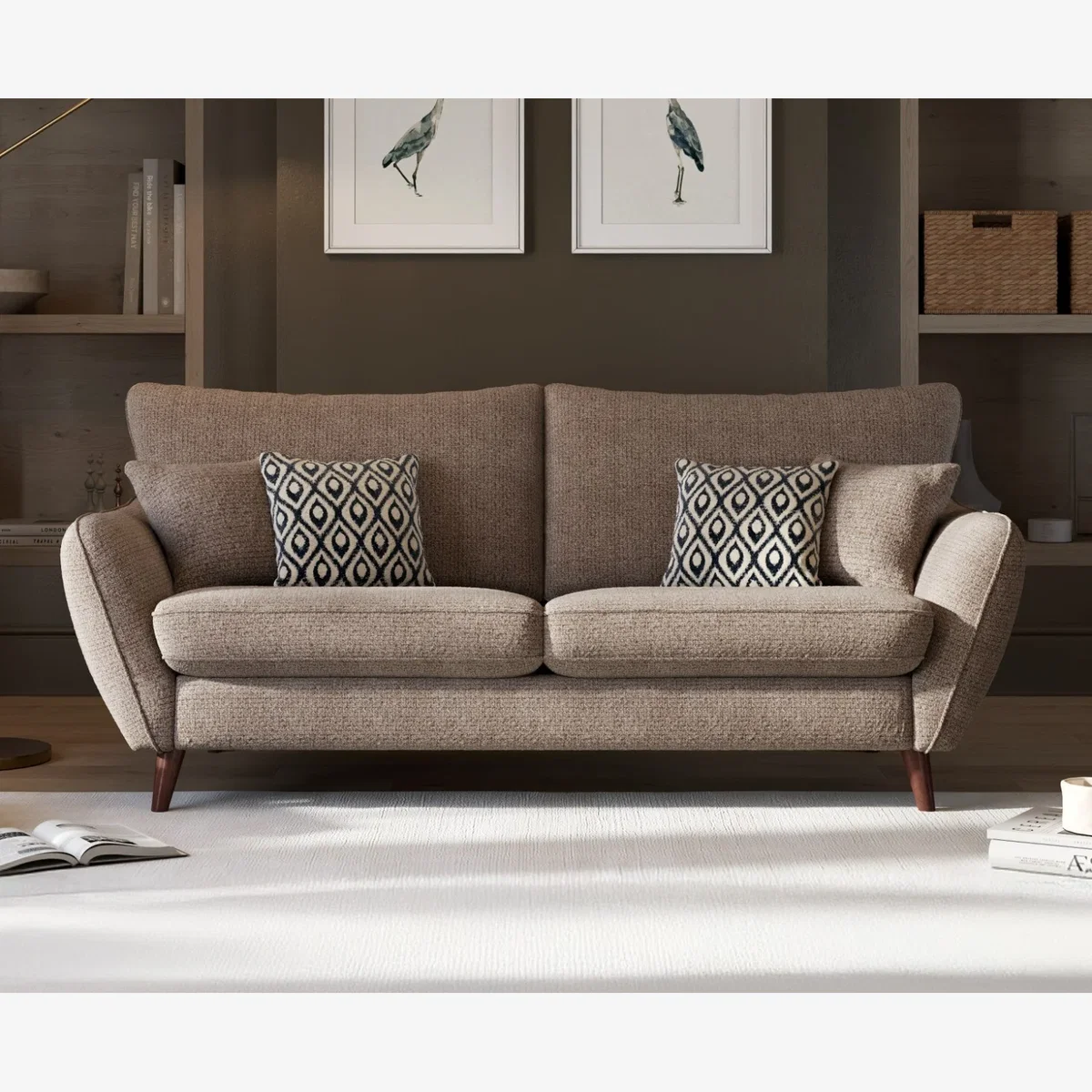 Palma Truffle Chenille Fabric 3 Seater Sofa