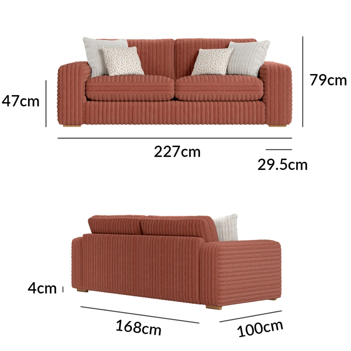 Milan Russet Fabric 3 Seater Sofa – image 12