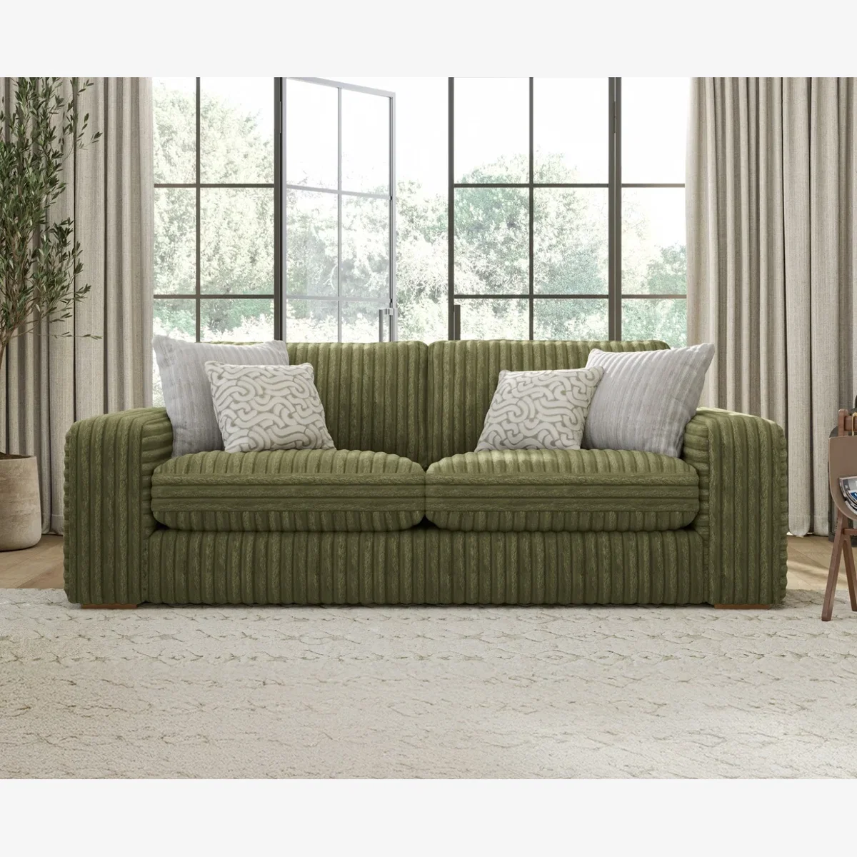 Milan Fern Green Fabric 3 Seater Sofa