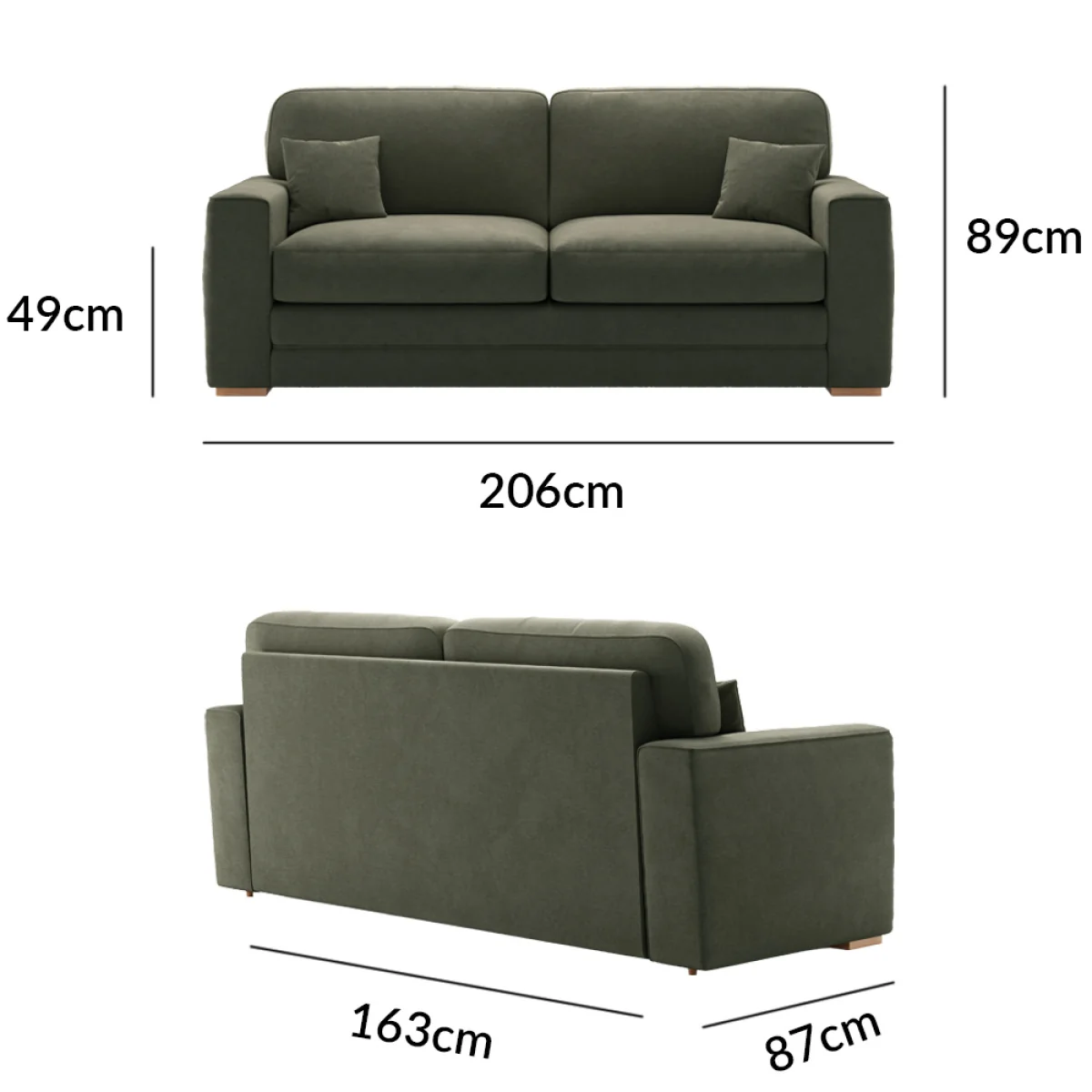 Madden Pewter Fabric Three Seater Sofa – image 9