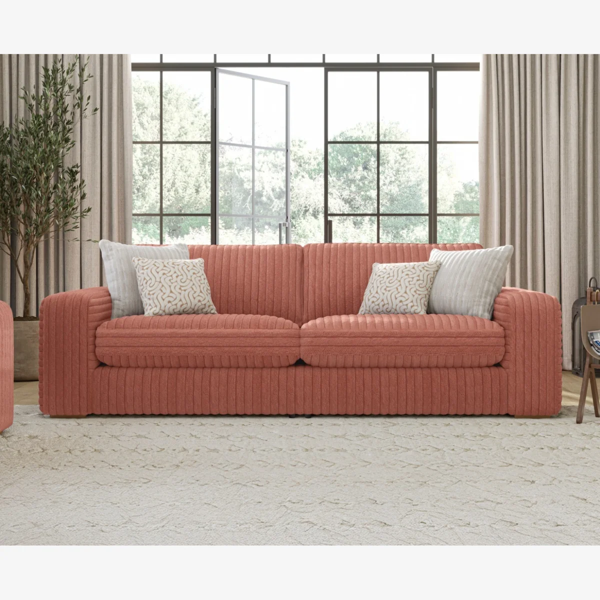 Milan Russet Fabric 4 Seater Sofa