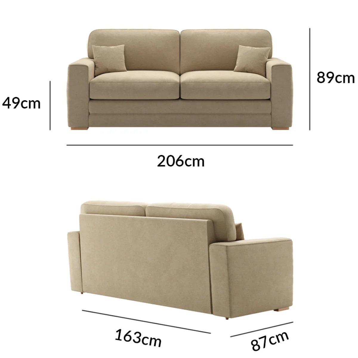 Madden Biscuit Fabric Three Seater Sofa – image 9