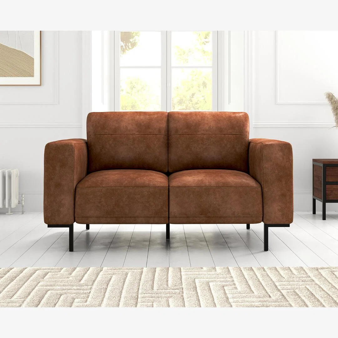 Camden Tan Faux Leather 2 Seater Sofa – image 1