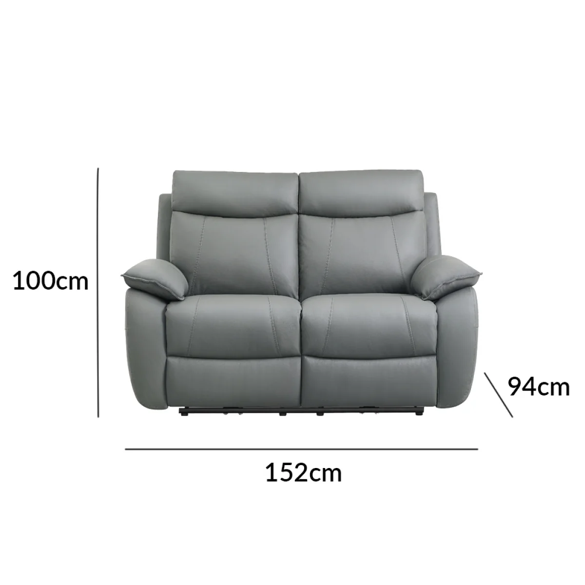 Baltimore Dark Grey Leather 2 Seater Recliner Sofa – image 12