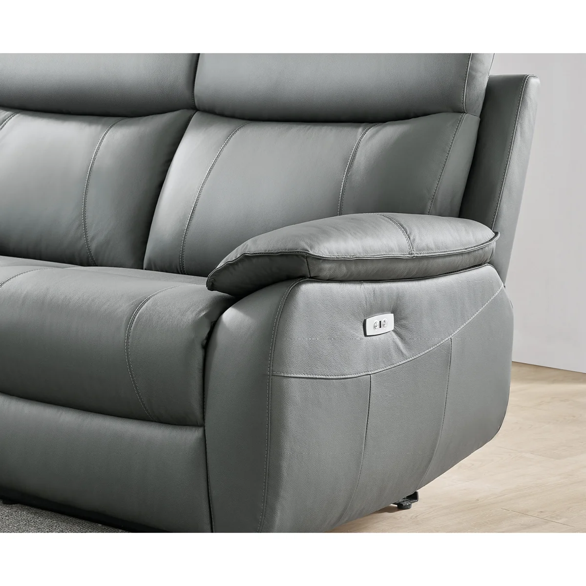Baltimore Dark Grey Leather 2 Seater Recliner Sofa – image 4