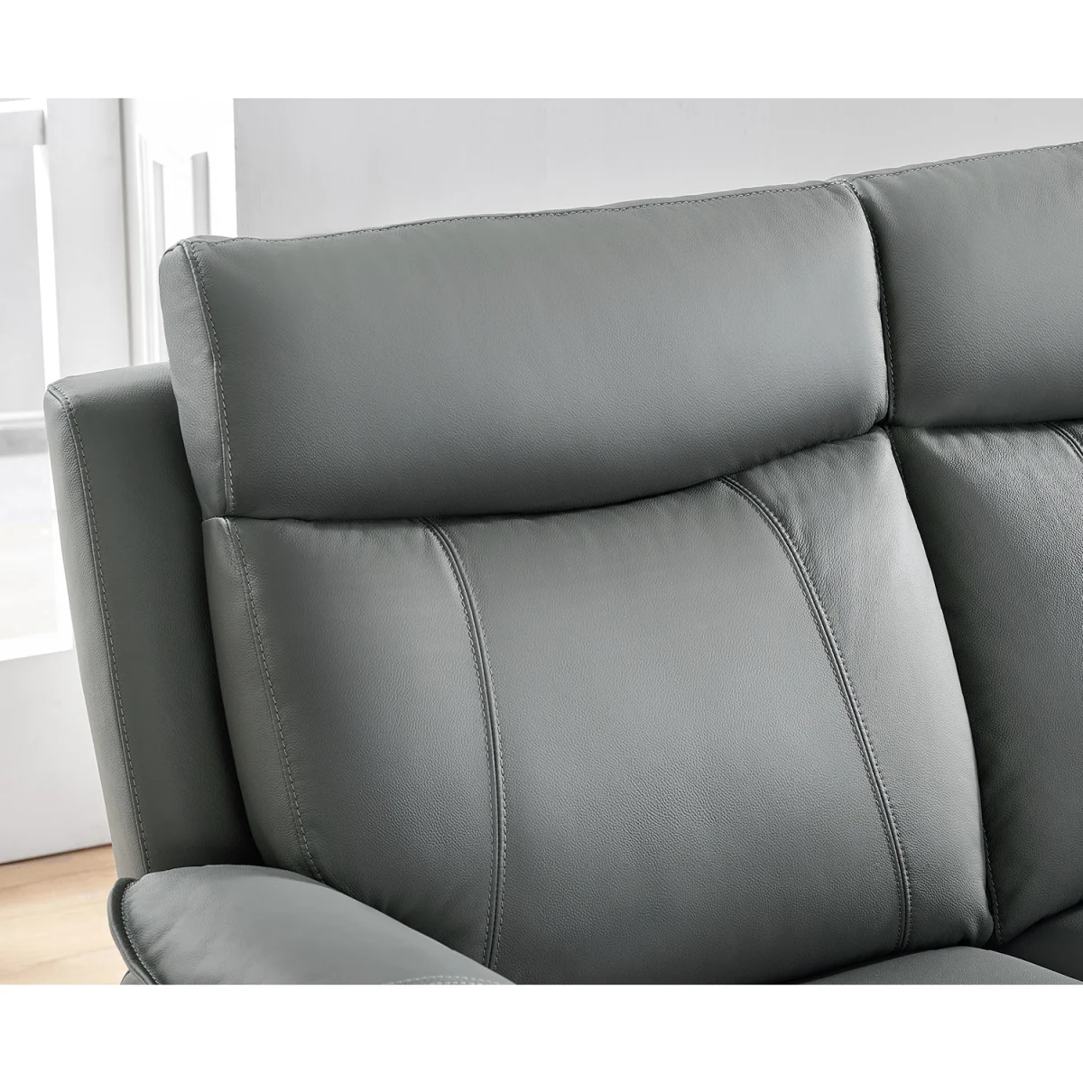 Baltimore Dark Grey Leather 2 Seater Recliner Sofa – image 6