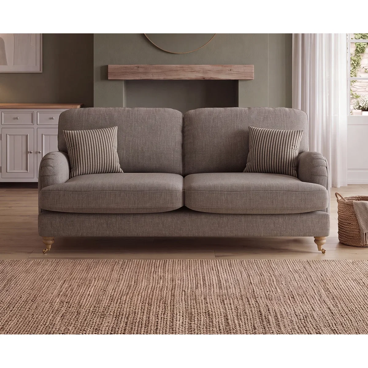 Chilworth Grey Fabric 3 Seater Sofa with Grey Cushions – image 2