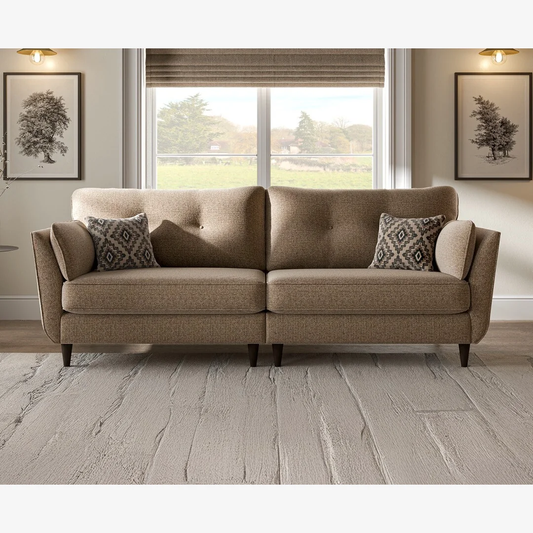 Capri Caramel Fabric 4 Seater Sofa