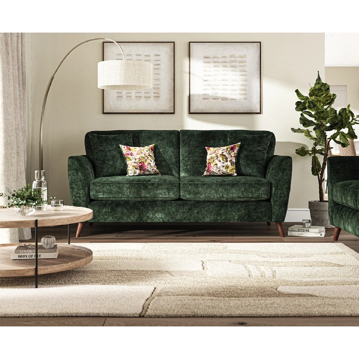 Naples Emerald Velvet 3 Seater Sofa – image 2