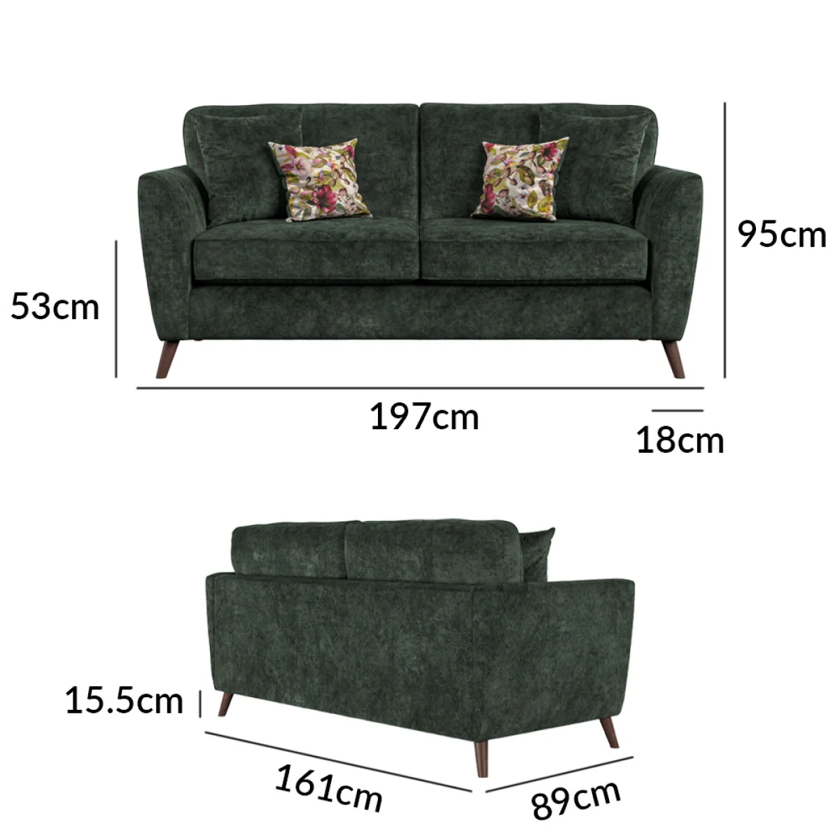 Naples Emerald Velvet 3 Seater Sofa – image 11