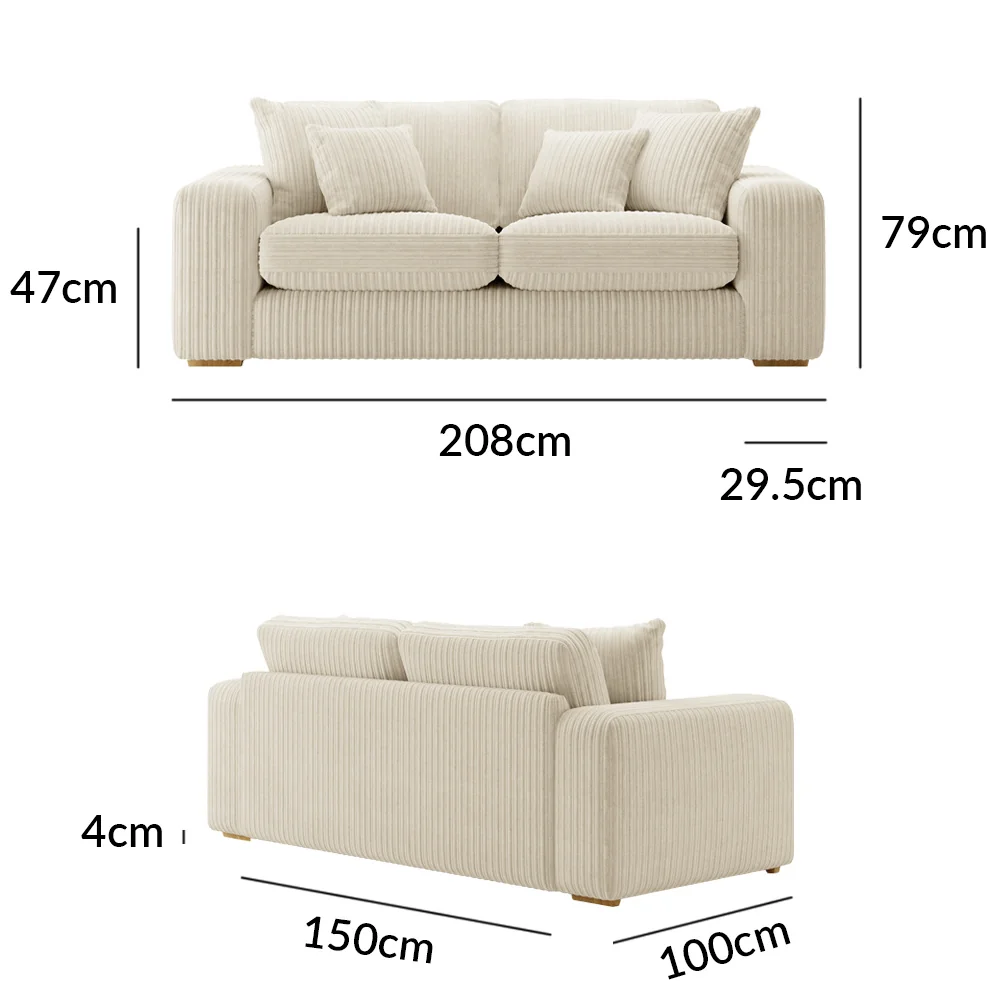 Milan Ivory Fabric 2 Seater Sofa – image 9