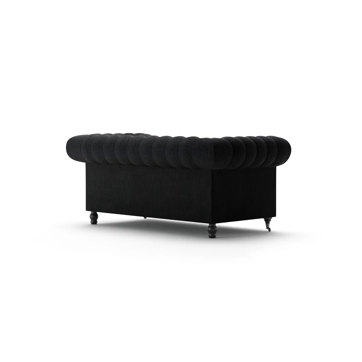 Kensington Chesterfield Black Linen 2 Seater Sofa – image 6