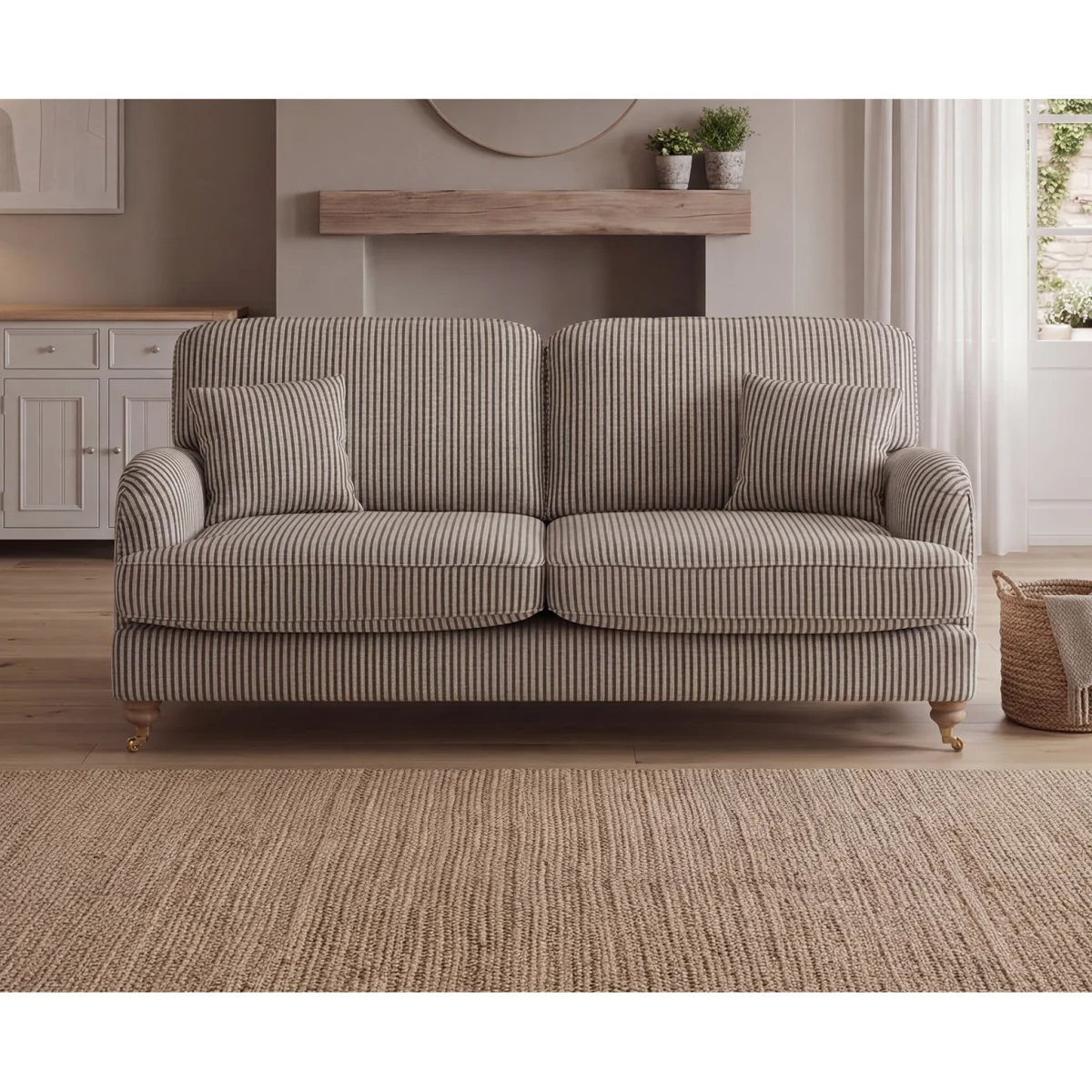 Chilworth Cove Navy Striped Fabric 3 Seater Sofa – image 2