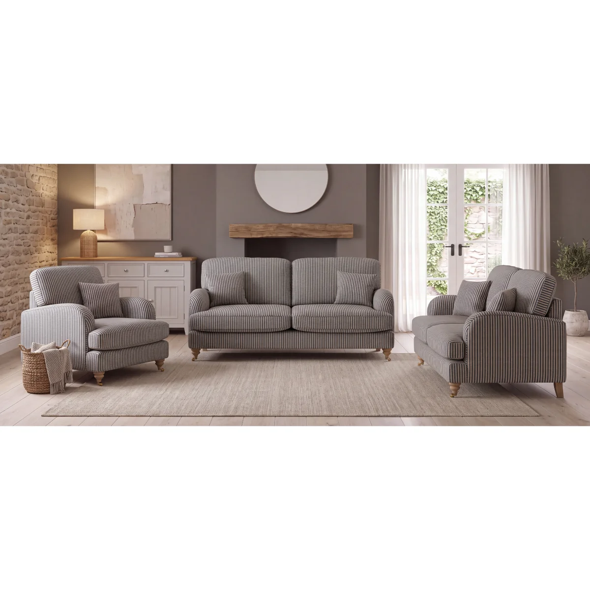Chilworth Cove Navy Striped Fabric 3 Seater Sofa – image 10