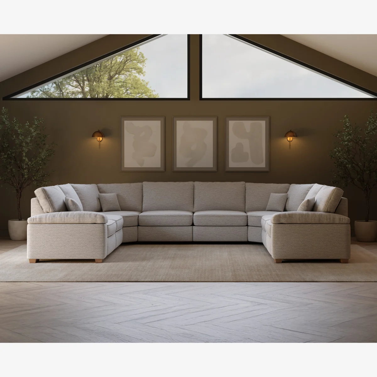 Brinsley Silver Fabric Modular U-Shape 8 Seater Sofa