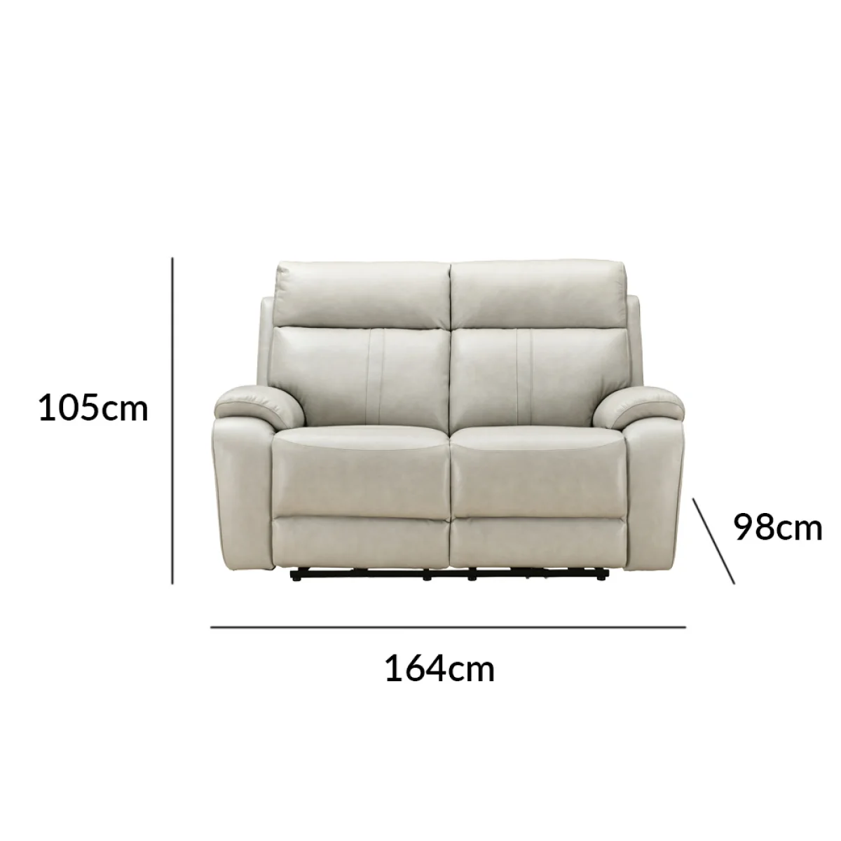 Cooper Light Grey Leather 2 Seater Recliner Sofa – image 13