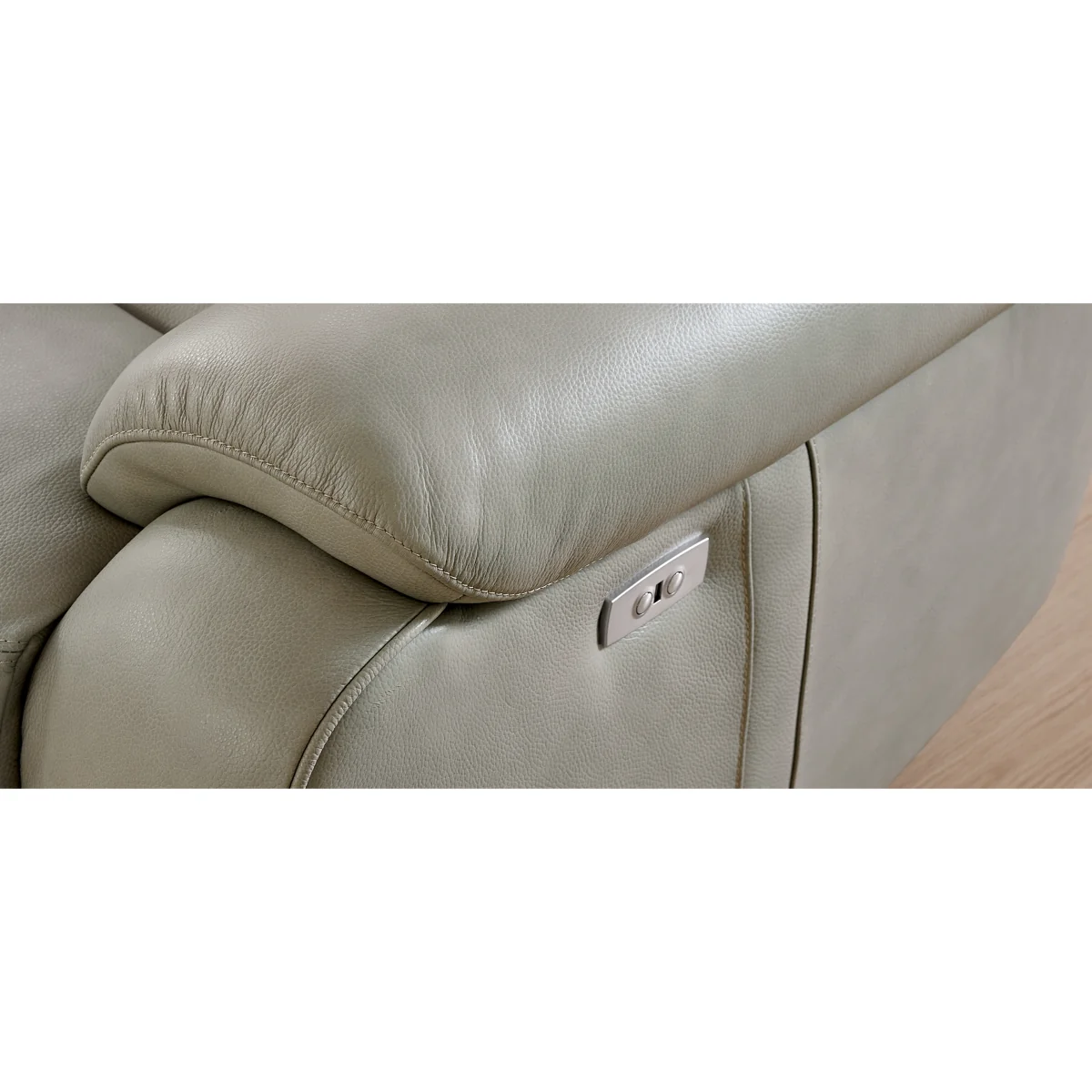 Cooper Light Grey Leather 2 Seater Recliner Sofa – image 10