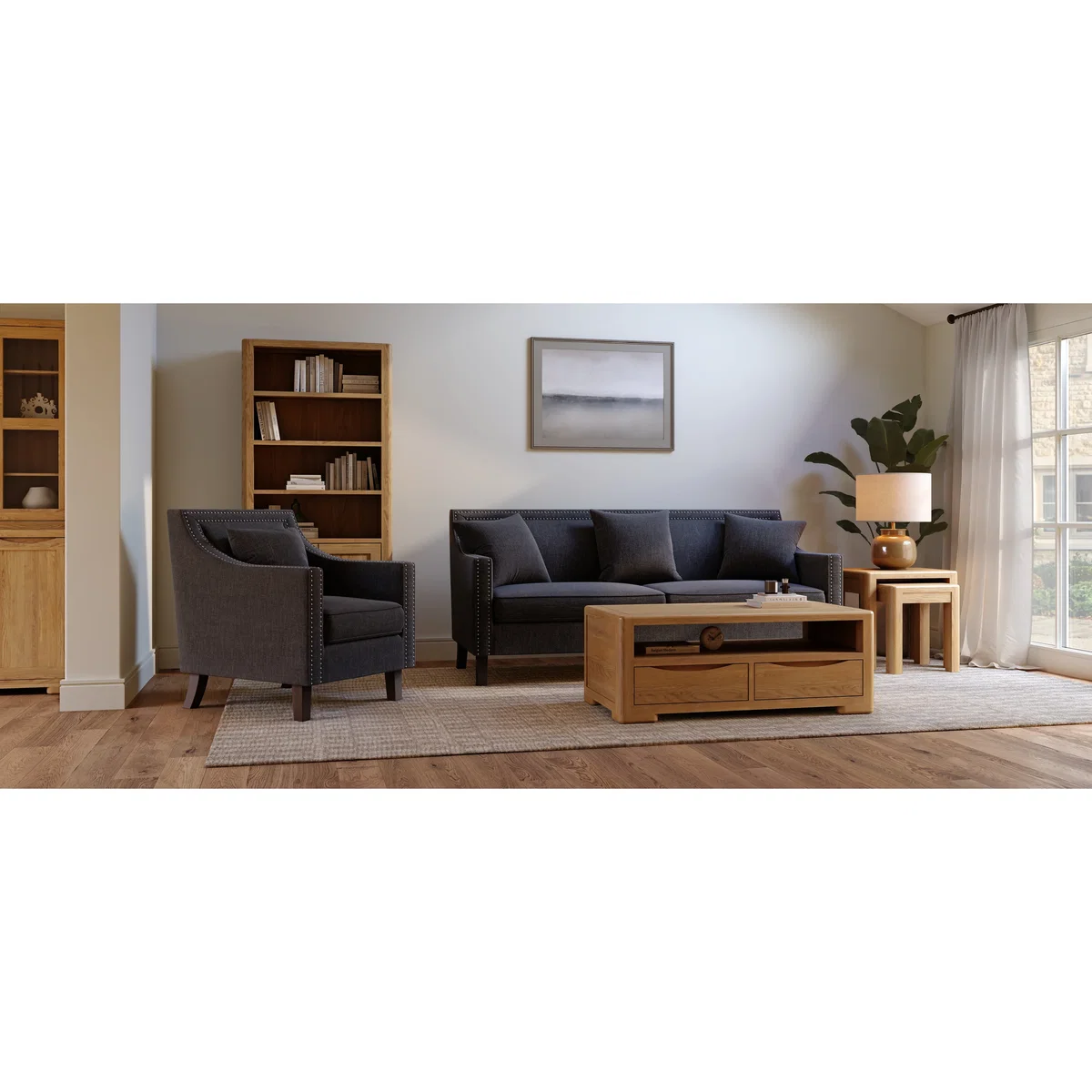 Chartwell Black Linen 2 Seater Sofa – image 8