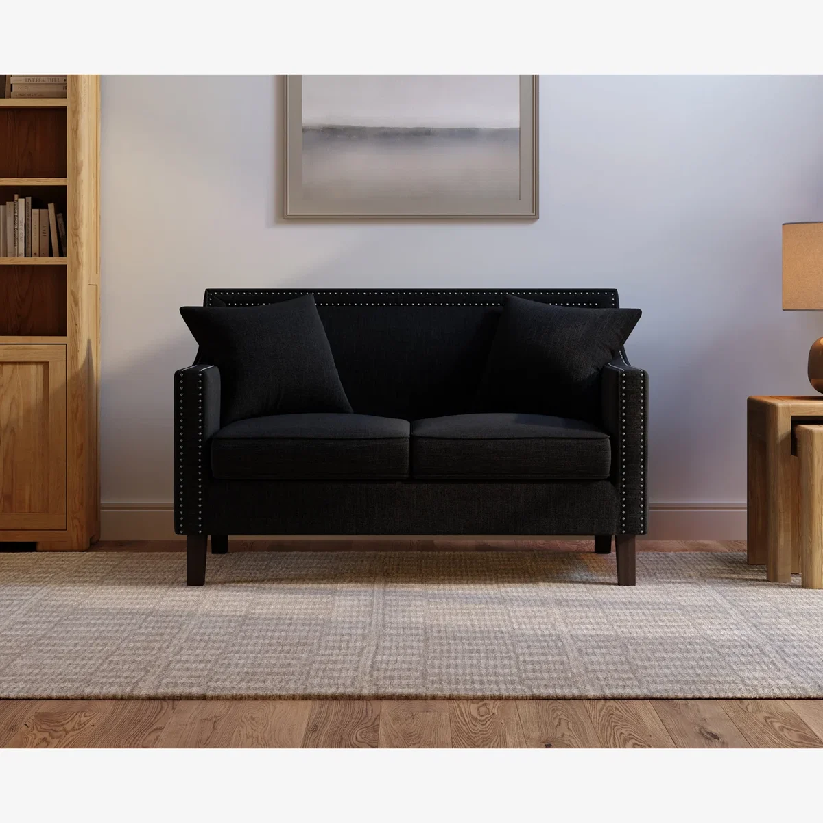 Chartwell Black Linen 2 Seater Sofa – image 1