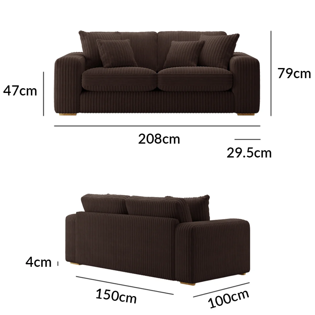 Milan Chocolate Fabric 2 Seater Sofa – image 9
