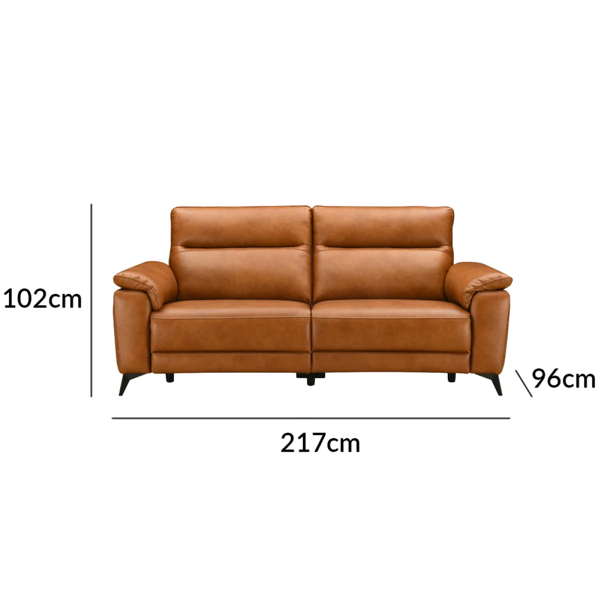 Sinclair Cognac Leather 3 Seater Recliner Sofa – image 8
