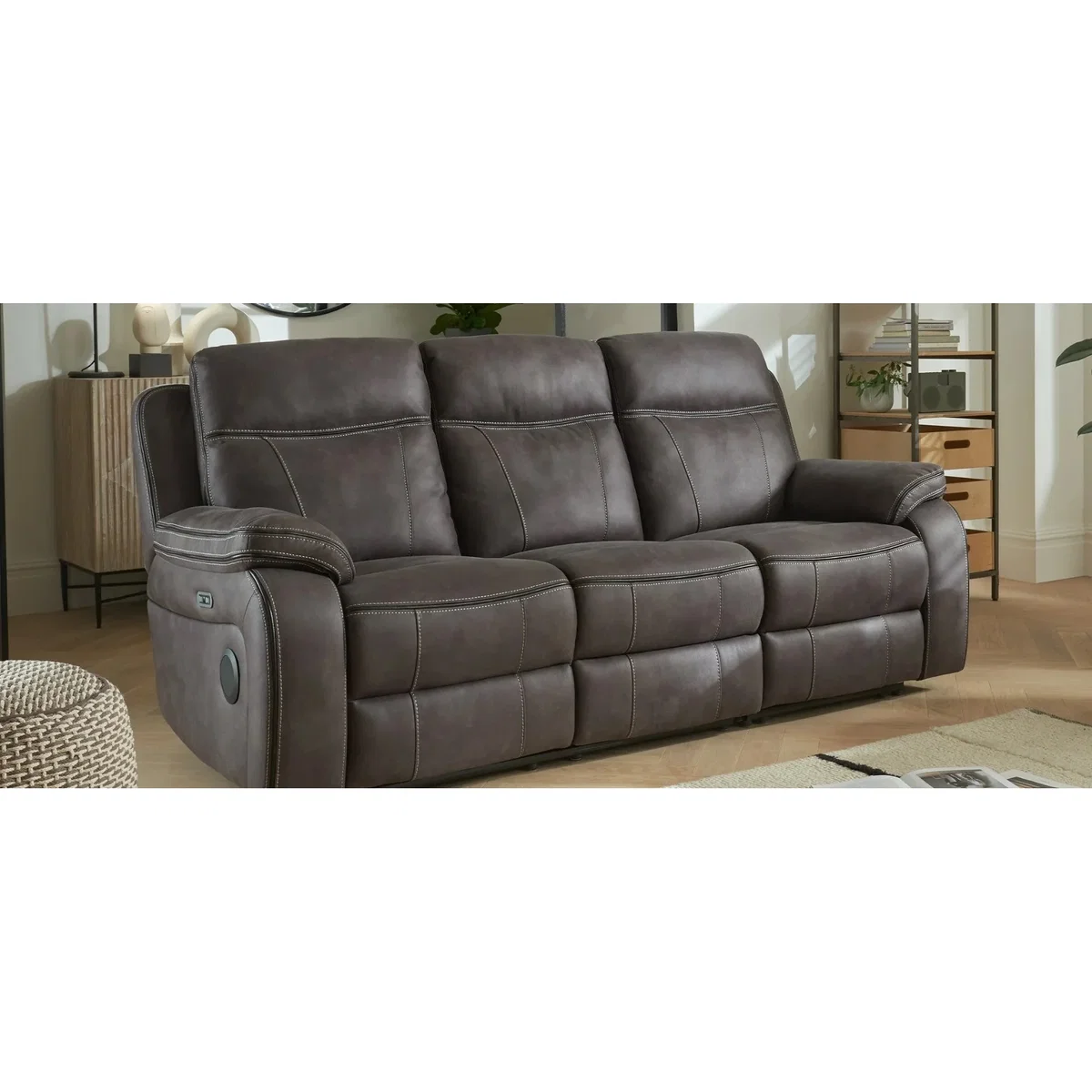 Hanson Graphite Fabric 3 Seater Recliner Sofa – image 6