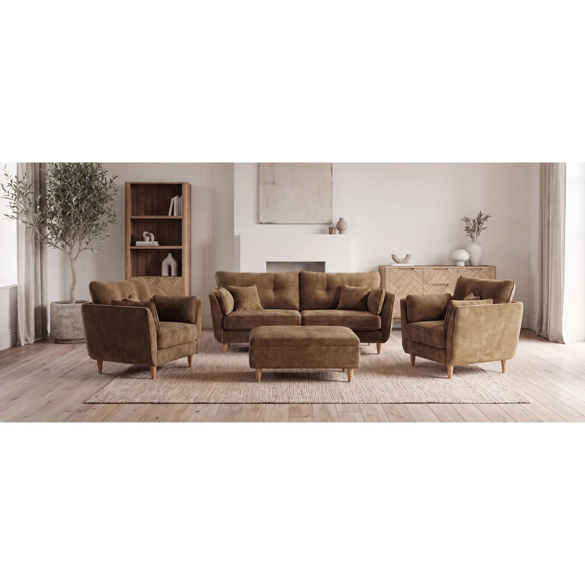 Capri Almond Fine Chenille Fabric 3 Seater Sofa – image 9