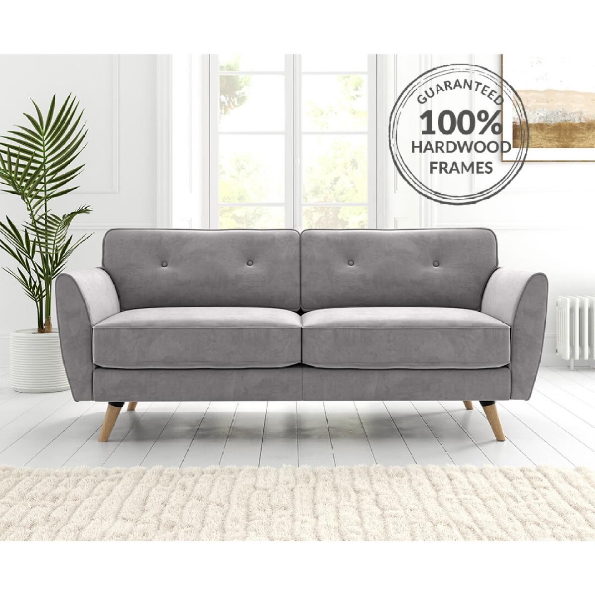 Brooke Grey Velvet 3 Seater Sofa – image 2