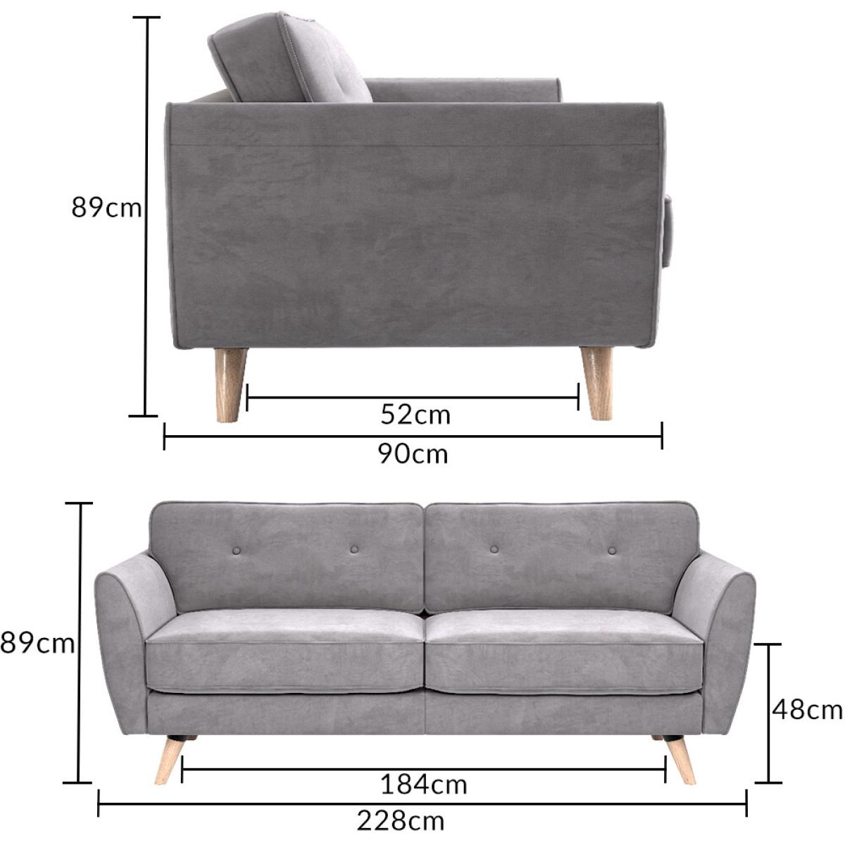 Brooke Grey Velvet 3 Seater Sofa – image 6
