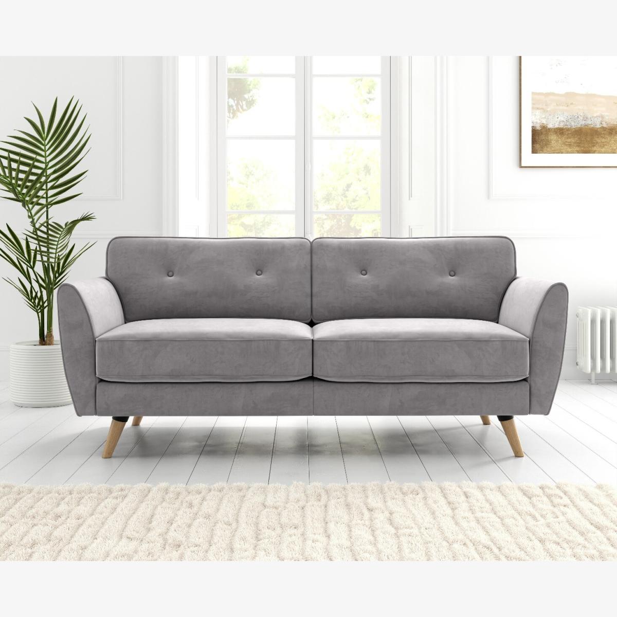 Brooke Grey Velvet 3 Seater Sofa – image 1