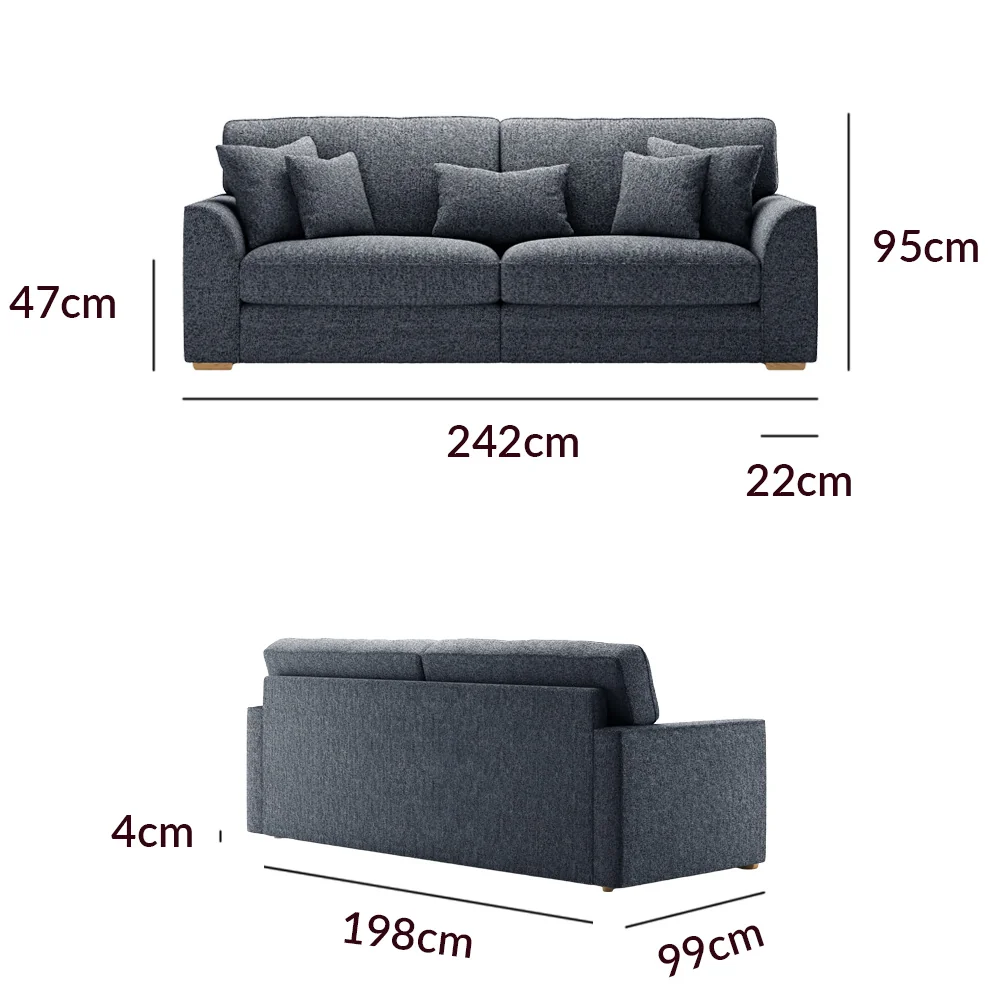 Jasper Navy Chenille Fabric 4 Seater Sofa – image 9