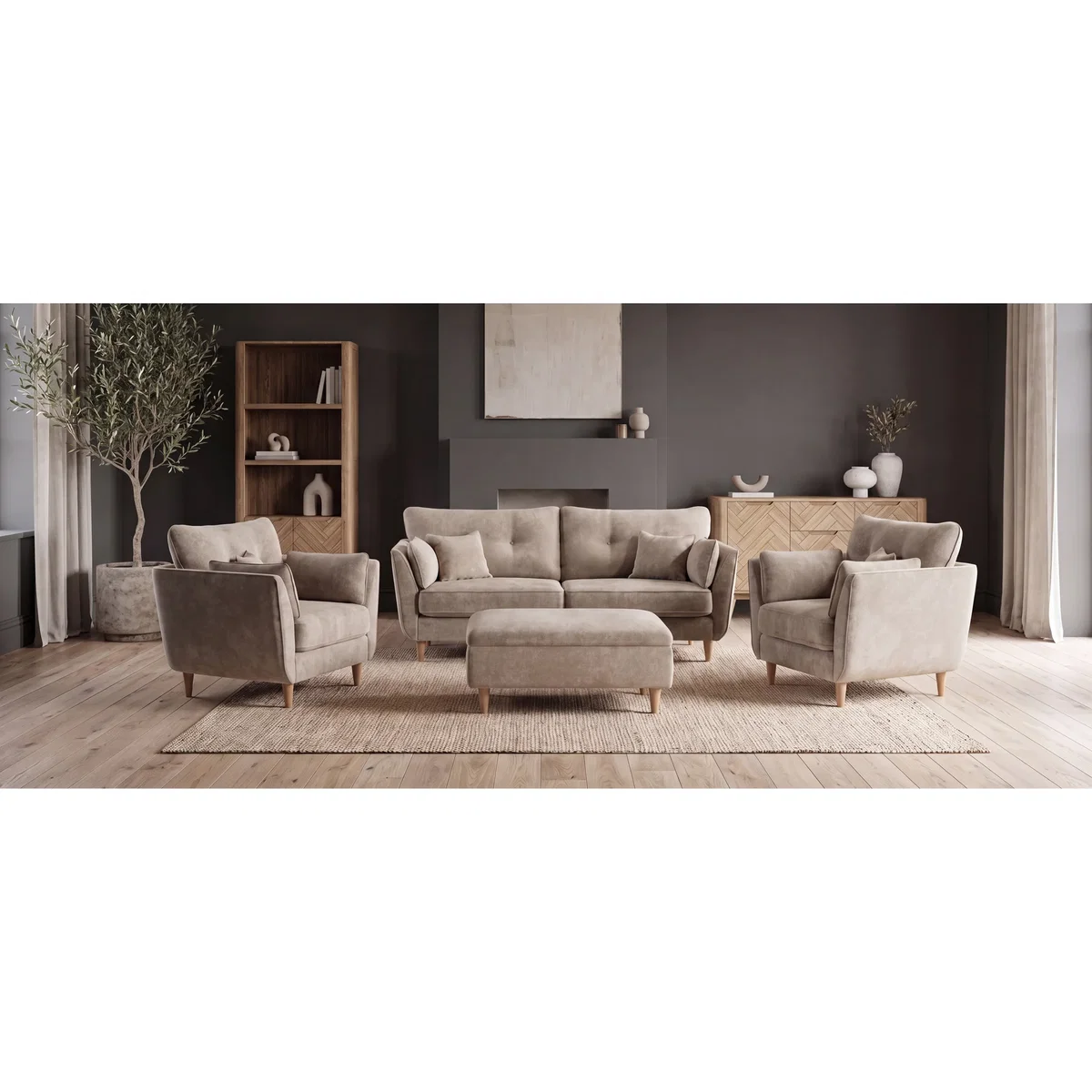 Capri Natural Chenille Fabric 2 Seater Sofa – image 8