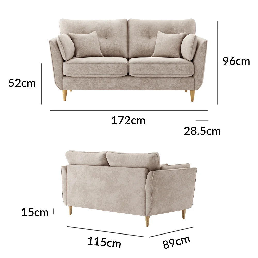 Capri Natural Chenille Fabric 2 Seater Sofa – image 9