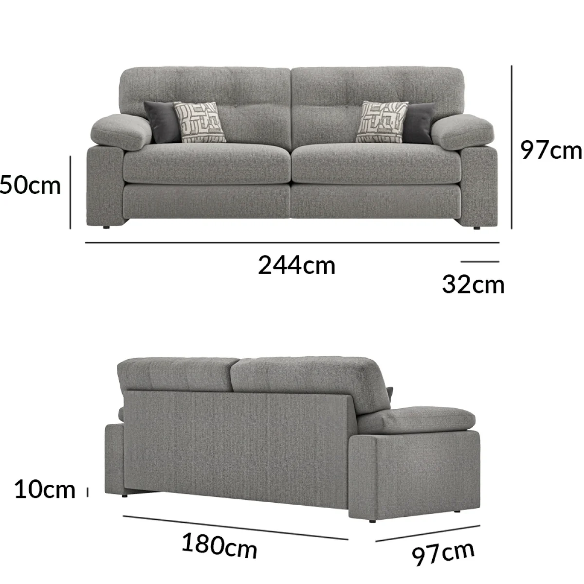 Helston Steel Fabric 4 Seater Sofa – image 12