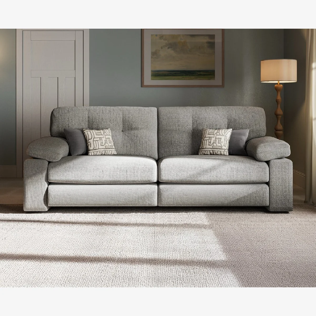 Helston Steel Fabric 4 Seater Sofa – image 1