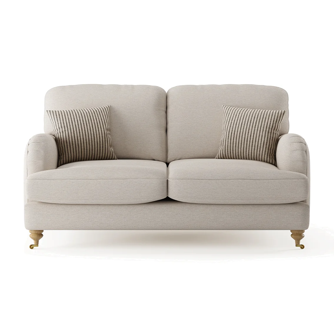 Chilworth Natural Fabric 2 Seater Sofa with Grey Cushions – image 1