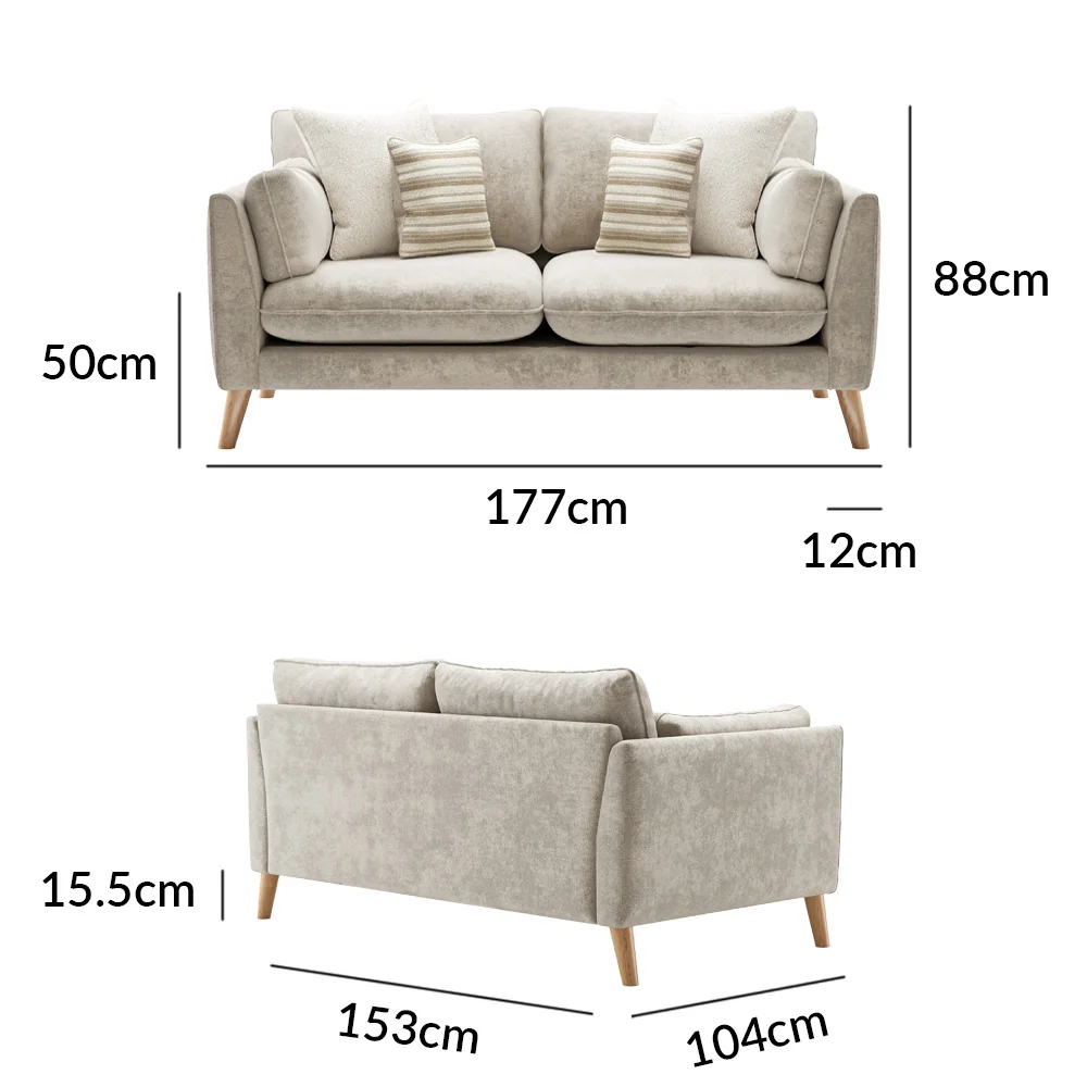 Palermo Cream Chenille Fabric 2 Seater Sofa – image 6