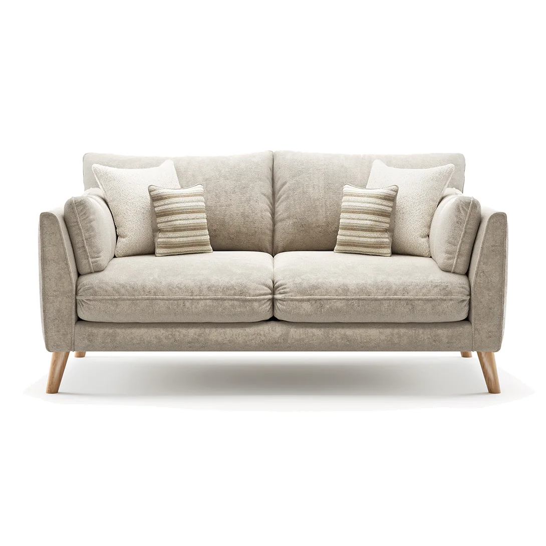 Palermo Cream Chenille Fabric 2 Seater Sofa – image 1