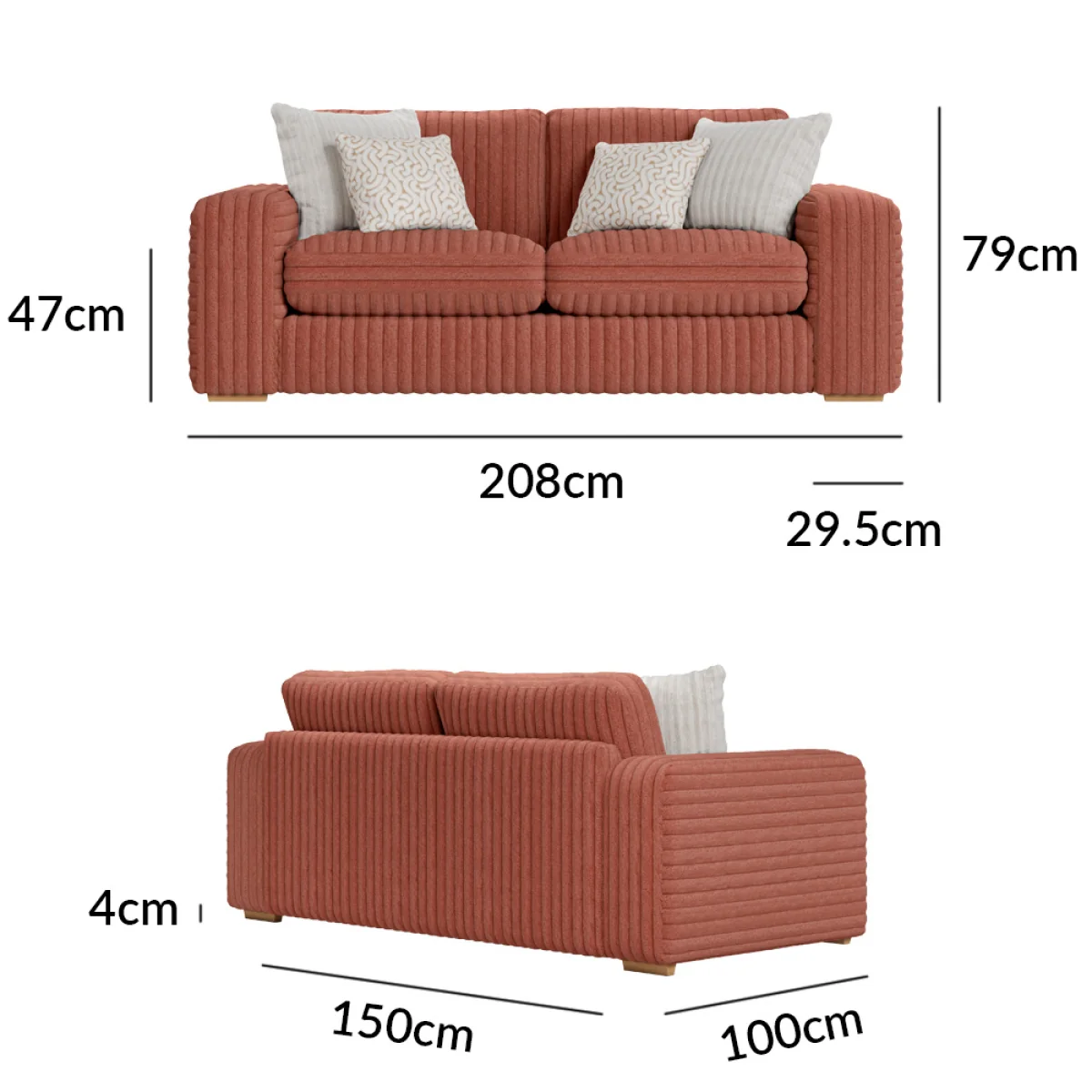 Milan Russet Fabric 2 Seater Sofa – image 12