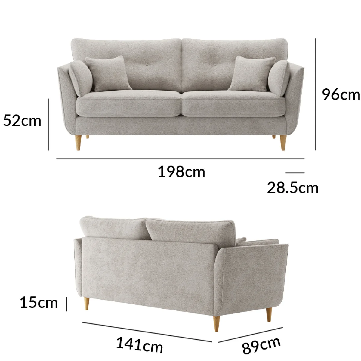 Capri Cloud Boucle Fabric 3 Seater Sofa – image 8