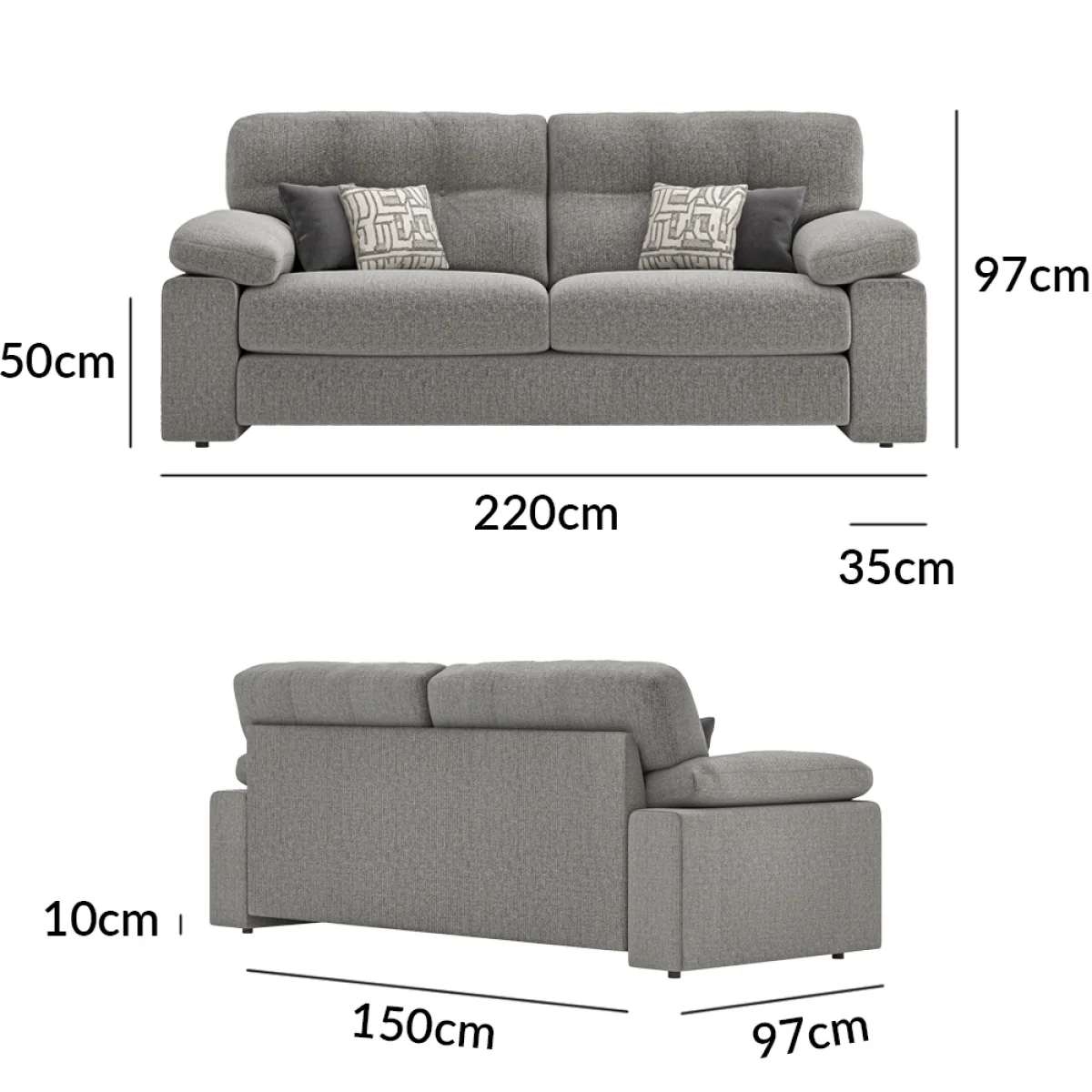 Helston Steel Fabric 3 Seater Sofa – image 12