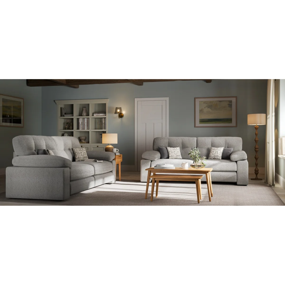 Helston Steel Fabric 3 Seater Sofa – image 9