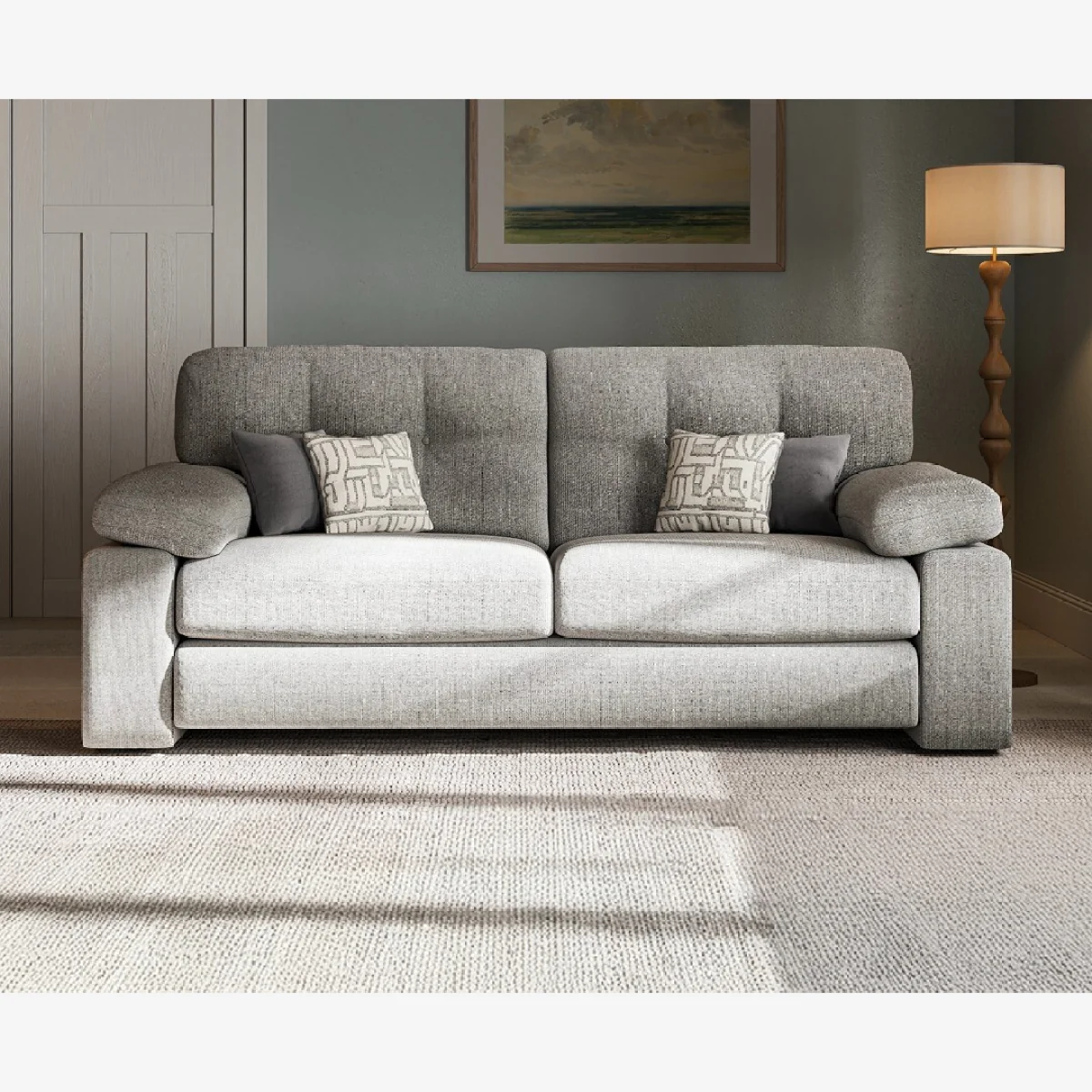 Helston Steel Fabric 3 Seater Sofa – image 1