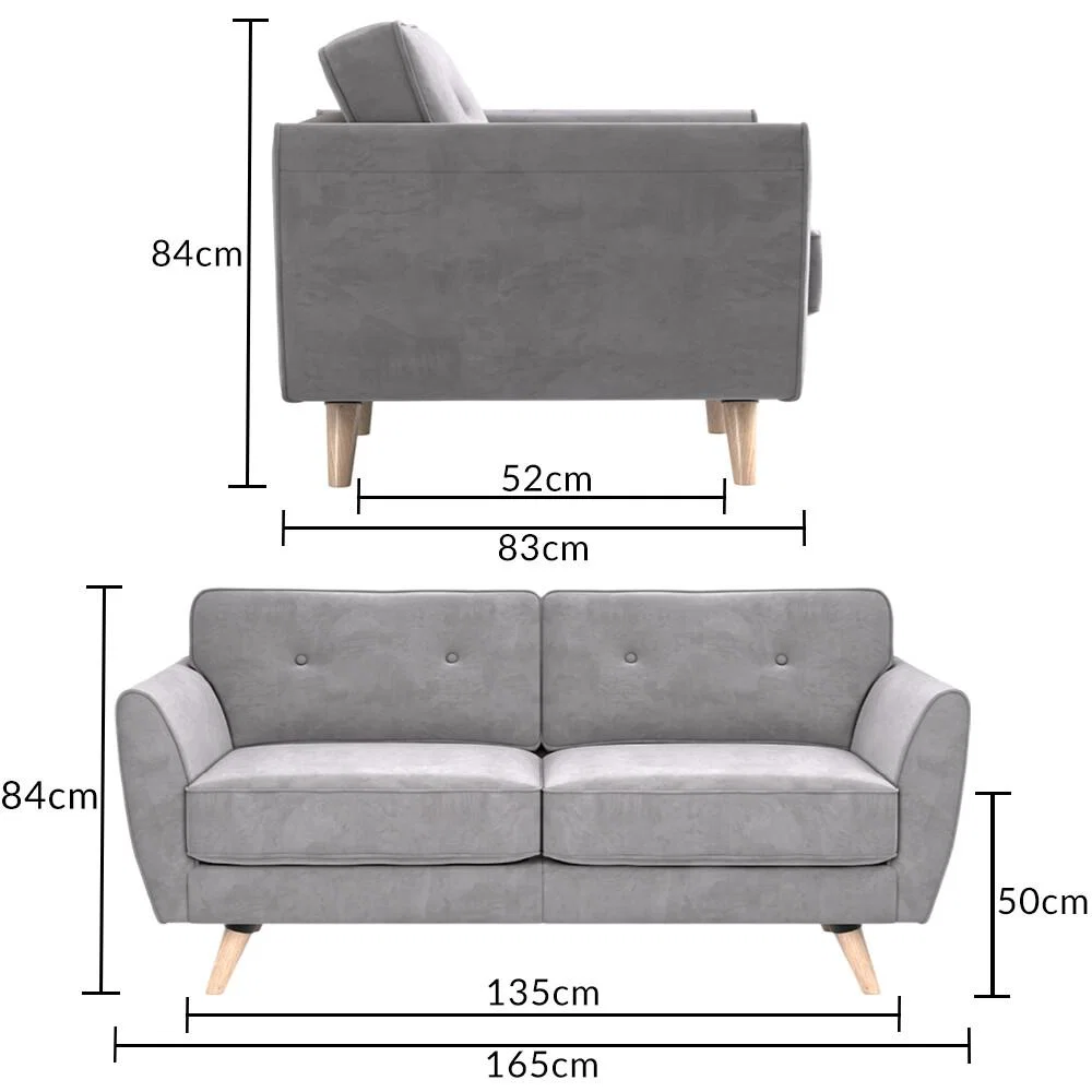 Brooke Grey Velvet 2 Seater Sofa – image 7