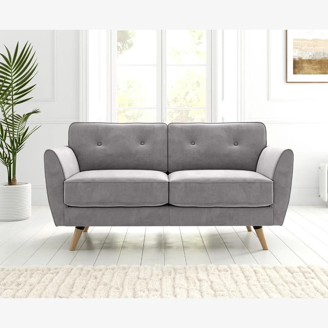Brooke Grey Velvet 2 Seater Sofa – image 1